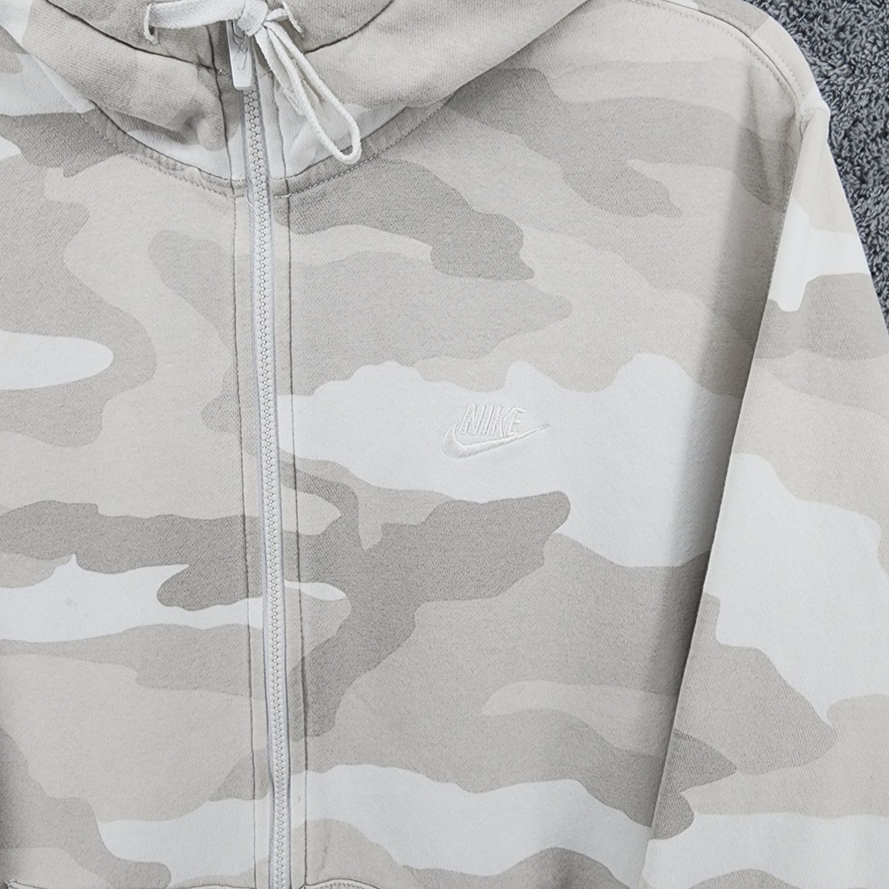 Nike Hoodie Mens XL Camo Club Fleece Full Zip Kangaroo Pocket Logo Streetwear - Picture 2 of 12
